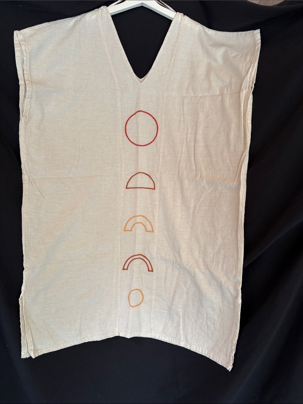 Women Cream Beach Dress / Top with Red & Orange Graphic